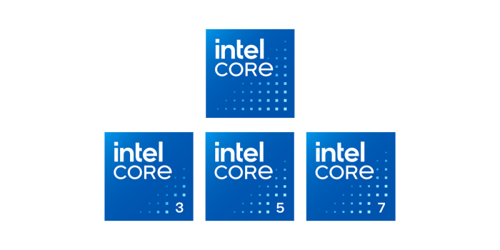Die einfachen Core-Prozessoren bekommen Aufkleber in Intel-Blau, ... (Bild: Intel)